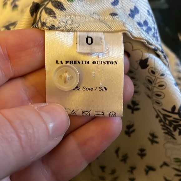 La Prestic Ouiston Lauren Floral Print Silk Popover Blouse Size 4 XS - Picture 8 of 10